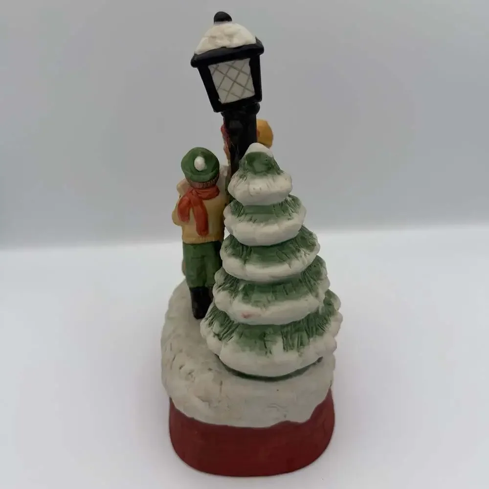 Vintage House of Lloyd Christmas Carolers Musical Figurine with Dog Lamp Post